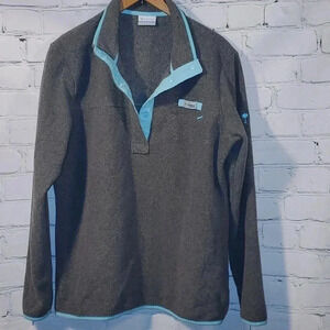 Columbia Quarter Button Women's Sweater/Jacket/Pullover Blue/Grey Palmetto Logo